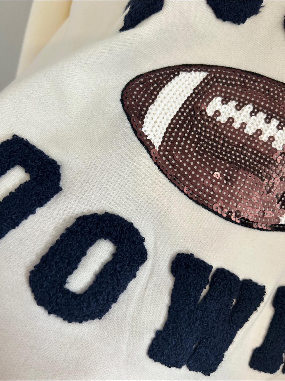 Cream "Touch Down" Football Graphic Sweatshirt - Picture 4 of 7